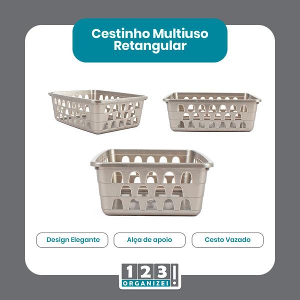 Imagem de Cesto Multiuso Organizador Pequeno Cinza 16x12x6Cm