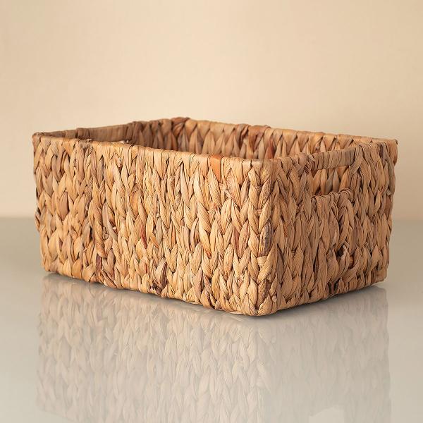 cesto organizador 35cm retangular com aças de palha fibra natural- Oikos Imagem de cesto organizador 35cm retangular com aças de palha fibra natural- Oikos