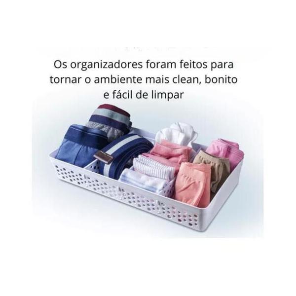 Imagem de Cesto Organizador com 3 Divisórias Multiuso Removível Branco