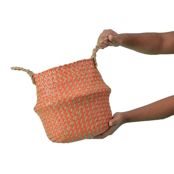 Imagem de cesto organizador com alças 27cm palha seagrass duo - Oikos