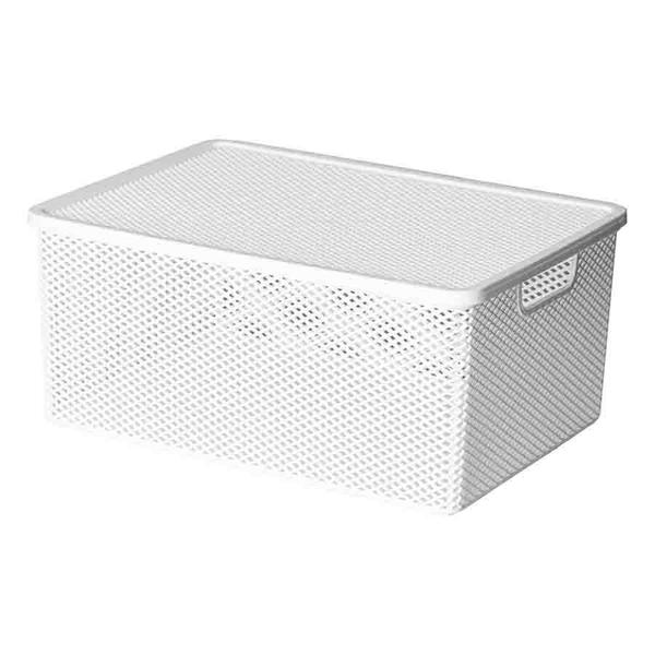 Imagem de Cesto Organizador com Tampa Branco 37x27x16 cm - Linha Linea