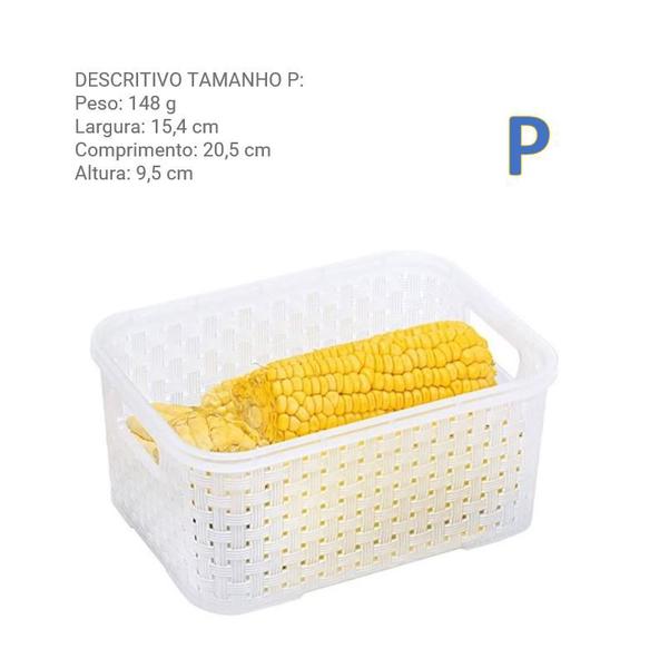 Imagem de Cesto Organizador De Geladeira Armário 20,5 cm Rattan Pequen