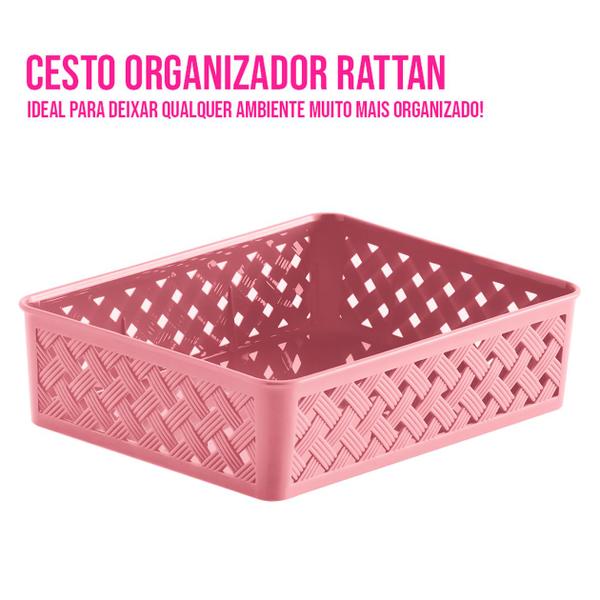 Imagem de Cesto Organizador Decorativo de Mesa Prateleira 6,5x24x19cm