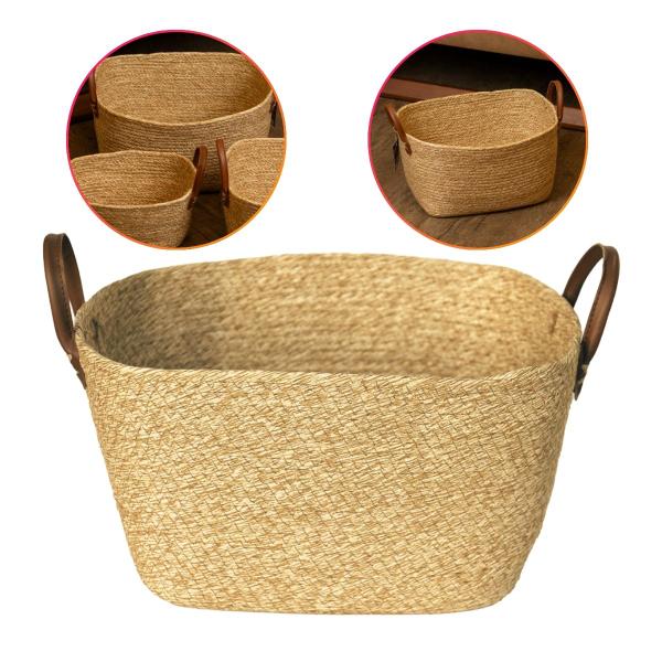 Cesto Organizador Decorativo Retangular 36x27x20cm De Fibra Natural Com Alça Mocca - Paramount Imagem de Cesto Organizador Decorativo Retangular 36x27x20cm De Fibra Natural Com Alça Mocca - Paramount