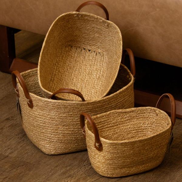 Cesto Organizador Decorativo Retangular 36x27x20cm De Fibra Natural Com Alça Mocca - Paramount Imagem de Cesto Organizador Decorativo Retangular 36x27x20cm De Fibra Natural Com Alça Mocca - Paramount