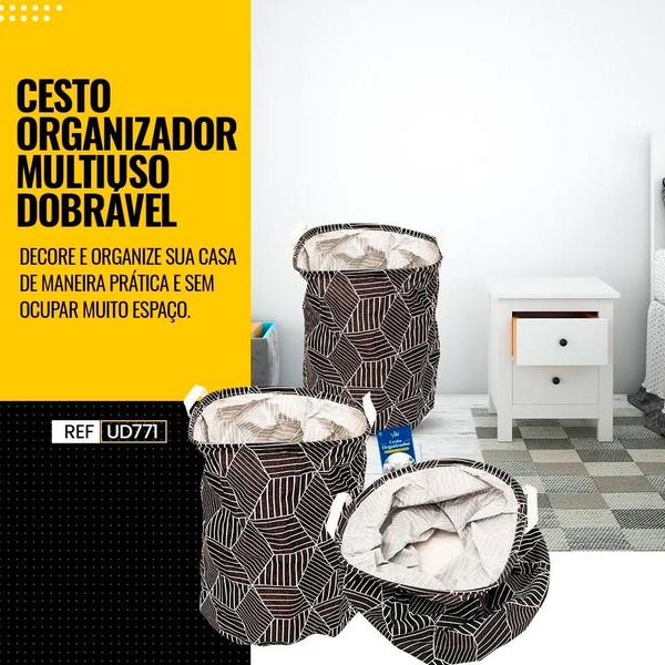 Imagem de Cesto Organizador Geometrico De Roupa Suja Dobrável 60L