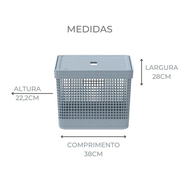 Imagem de Cesto Organizador Grid C/Tampa 20L Azul Glacial OU