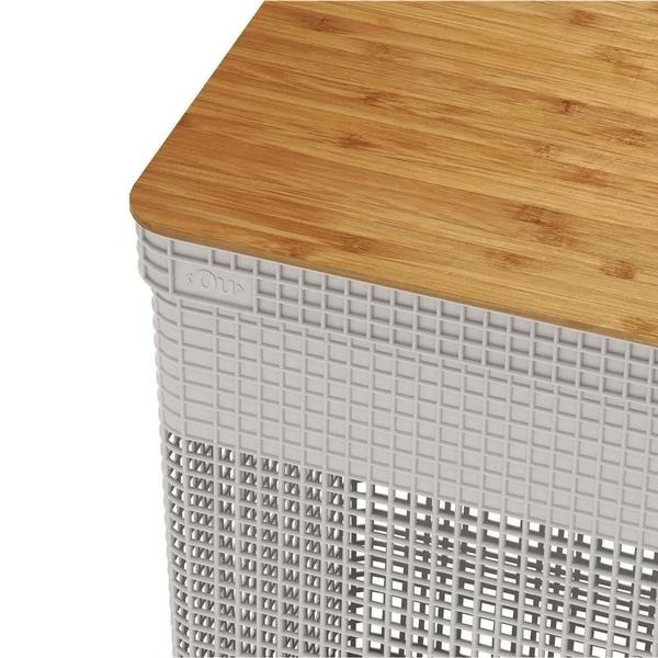 Imagem de Cesto Organizador Grid Tampa De Bambu Bege 49 Litros 55.6X39x29cm - Ou