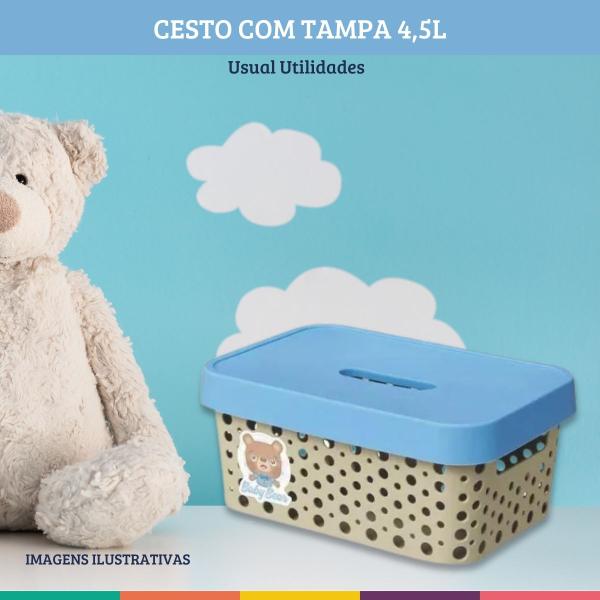 Imagem de Cesto Organizador Infantil Menino 4,5 Litros Com Tampa