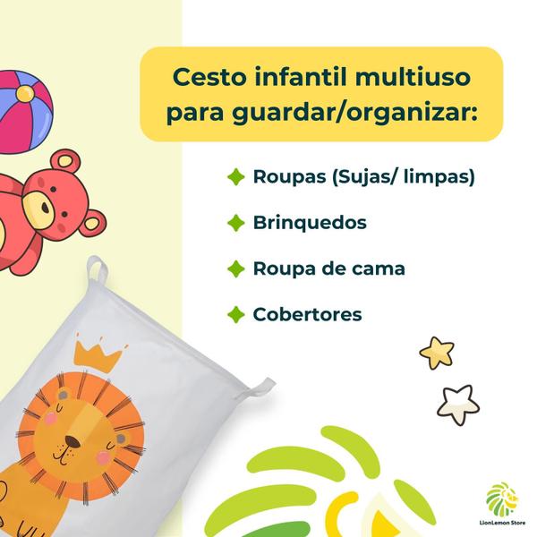 Imagem de Cesto Organizador Infantil Multiuso para Roupas e Brinquedos - Dobrável e Impermeável