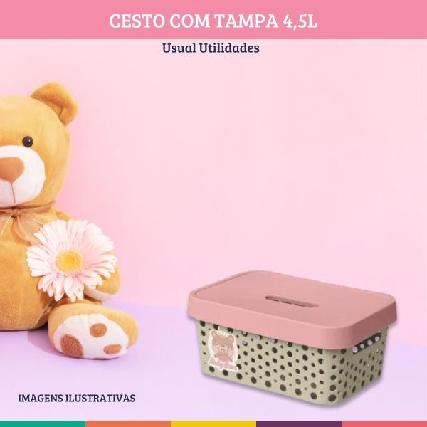 Imagem de Cesto Organizador Infantl Menina 4,5 Litros Com Tampa