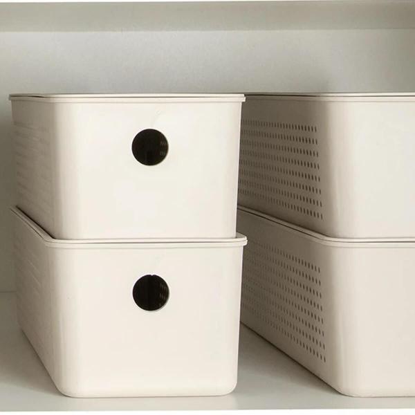 Cesto Organizador Multiuso 26x12x13cm Empilhável Perfurações 3L Flow Retangular - Ou Imagem de Cesto Organizador Multiuso 26x12x13cm Empilhável Perfurações 3L Flow Retangular
