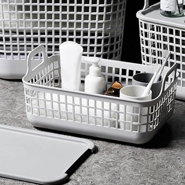 Cesto organizador plastico empilhavel 9 litros c/tampa cinza - Flor Arte Imagem de Cesto organizador plastico empilhavel 9 litros c/tampa cinza