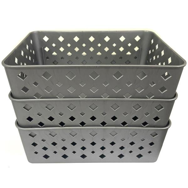 Imagem de Cesto Organizador Premium Cinza 123Organizei 19x13,5x6,5Cm