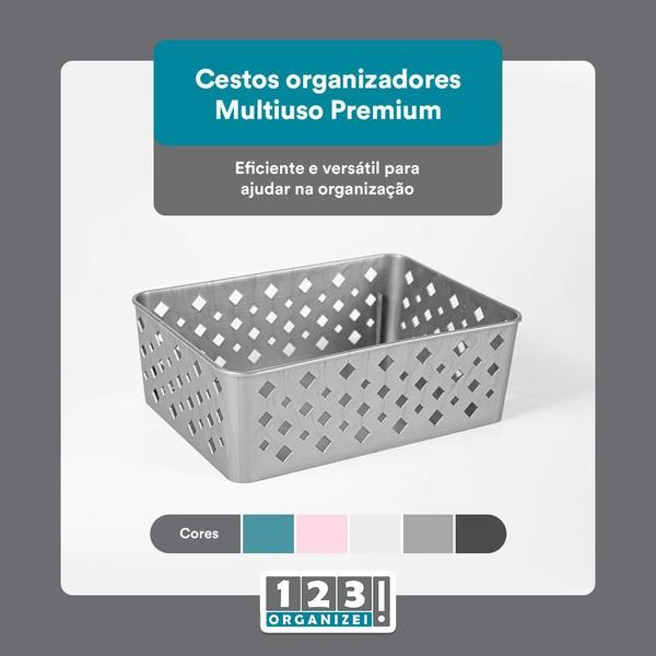 Imagem de Cesto Organizador Premium Cinza 19x13,5x6,5cm - 123organizei