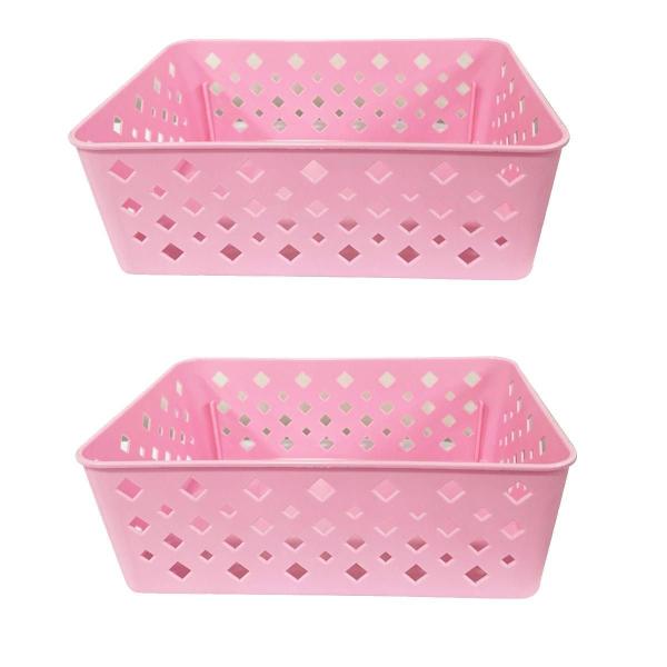 Imagem de Cesto Organizador Premium Rosa 123Organizei 19x13,5x6,5Cm