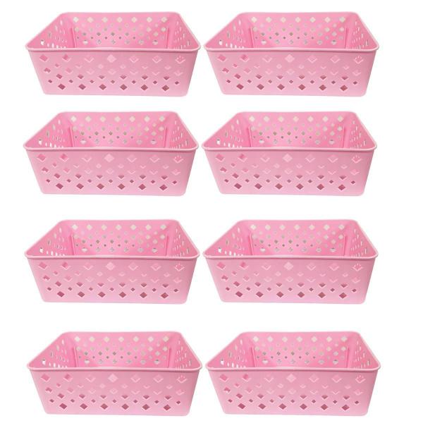 Imagem de Cesto Organizador Premium Rosa 19x13,5x6,5Cm - 123Organizei