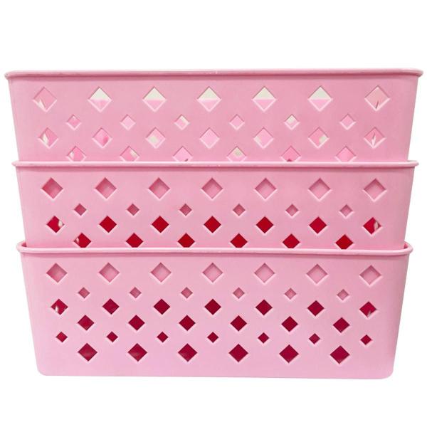 Imagem de Cesto Organizador Premium Rosa 19x13,5x6,5Cm - 123Organizei