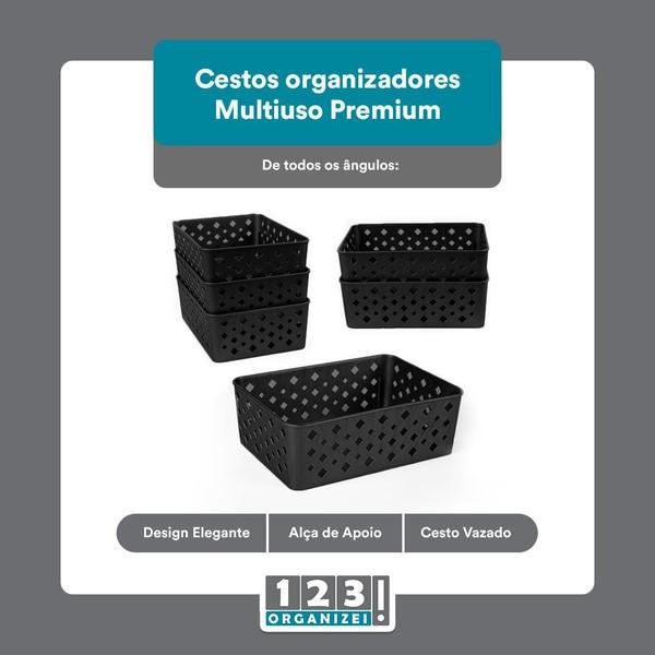 Imagem de Cesto Organizador Preto 123Organizei 19x13,5x6,5Cm