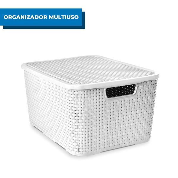 Imagem de Cesto Organizador Rattan Com Tampa 7 Litros Arqplast