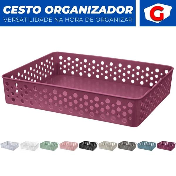 Imagem de Cesto Organizador Rattan Multiuso Armário Gaveta Lavanderia G (34x25)