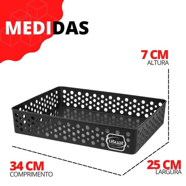 Imagem de Cesto Organizador Rattan Multiuso Armário Gaveta Lavanderia G (34x25)