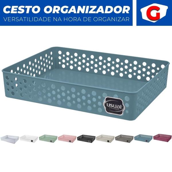 Imagem de Cesto Organizador Rattan Multiuso Armário Gaveta Lavanderia G (34x25)