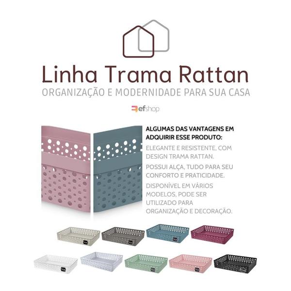 Imagem de Cesto Organizador Rattan Multiuso Armário Gaveta Lavanderia G (34x25)