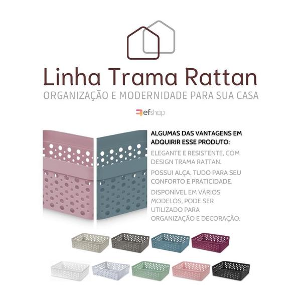 Imagem de Cesto Organizador Rattan Multiuso Armário Gaveta Lavanderia M (24x19)