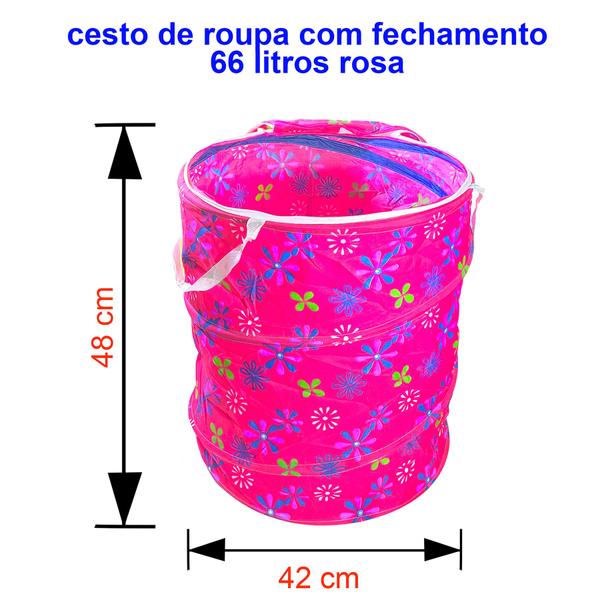 Imagem de Cesto Organizador Roupa Suja Brinquedos Dobrável  60 litros vários modelos - 2