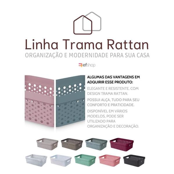 Imagem de Cesto Organizador s/Tampa Trama Rattan 11 Litros Multiuso Plástico