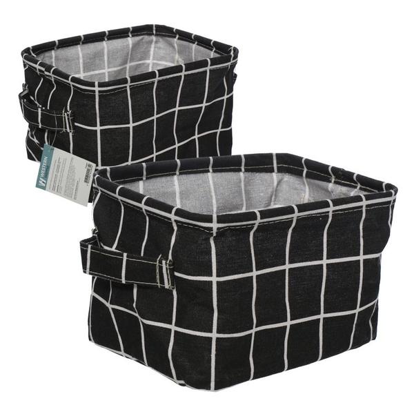 Imagem de Cesto Organizador Tartan Retangular Dobrável em Poliéster  20x14x16cm - Western