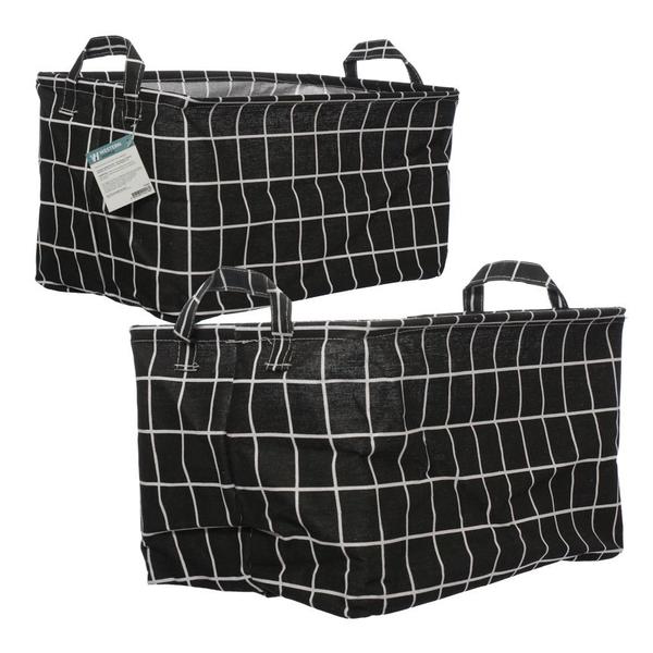 Imagem de Cesto Organizador Tartan Retangular Dobrável em Poliéster 38x26cm - Western