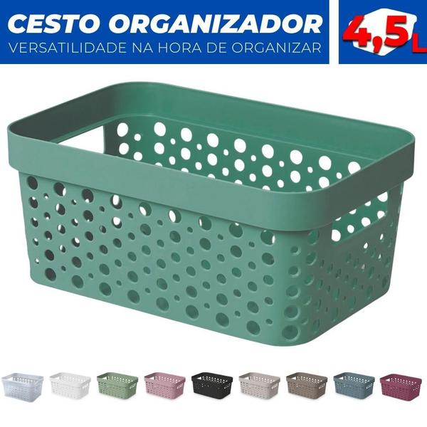 Imagem de Cesto Organizador Trama Rattan s/Tampa 4,5L Multiuso Plástico