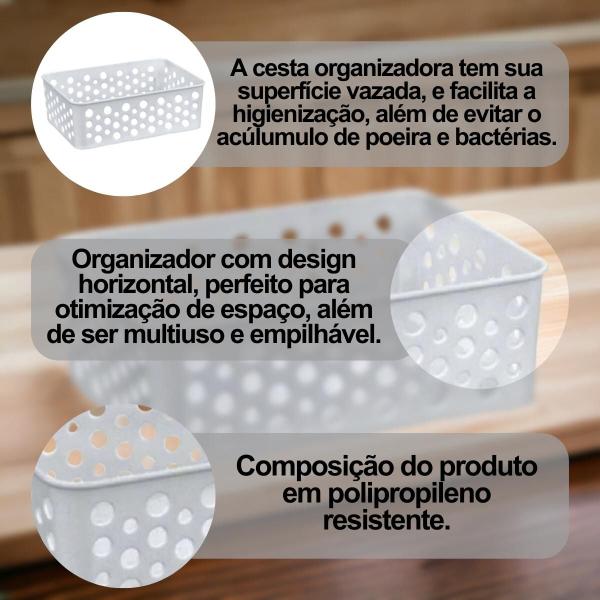 Imagem de Cesto Organizadores Multiuso Ideal Para Gaveta Mesa Decorativo Escritório Quarto Empilhável