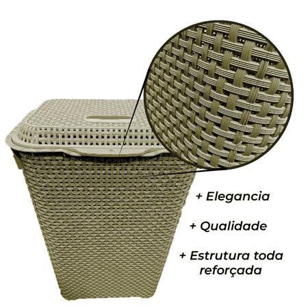 Imagem de Cesto P/ Roupa Retangular 72 Lts Rattan C/ Tampa Capuccino