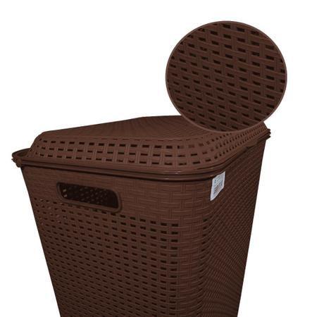 Cesto P/ Roupa Suja Retangular 72 Lts Rattan C/ Tampa MArrom - Aja Imagem de Cesto P/ Roupa Suja Retangular 72 Lts Rattan C/ Tampa MArrom