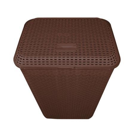 Cesto P/ Roupa Suja Retangular 72 Lts Rattan C/ Tampa MArrom - Aja Imagem de Cesto P/ Roupa Suja Retangular 72 Lts Rattan C/ Tampa MArrom