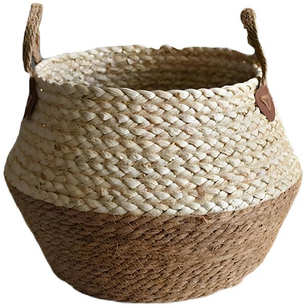 Imagem de Cesto Palha Natural Vaso Cachepot Artesanal Decoração Planta