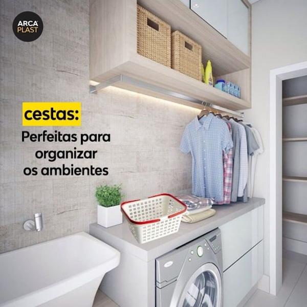 Imagem de Cesto Para Prendedores Cesta Para Pregadores de Roupas Com Alças Organizador Para Lavanderia 24X18X12 Cm