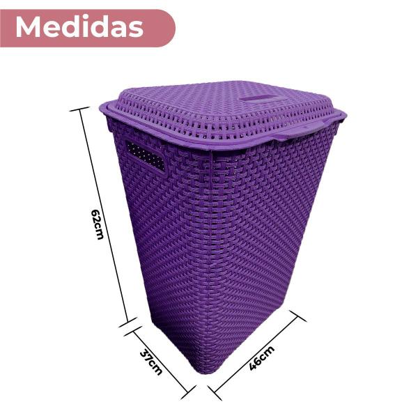 Imagem de Cesto Para Roupa 72 Litros Lavanderia Organizador  Rattan Resistente