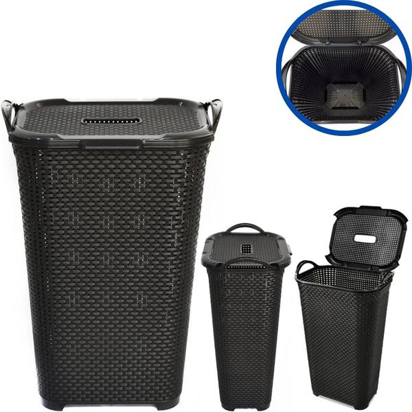Cesto Para Roupas Roupeiro Organizador Rattan Vime 50 Litros - Arqplast Imagem de Cesto Para Roupas Roupeiro Organizador Rattan Vime 50 Litros - Arqplast