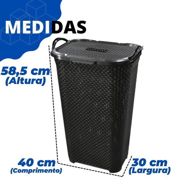 Imagem de Cesto Para Roupas Roupeiro Organizador Rattan Vime 50 Litros - Arqplast