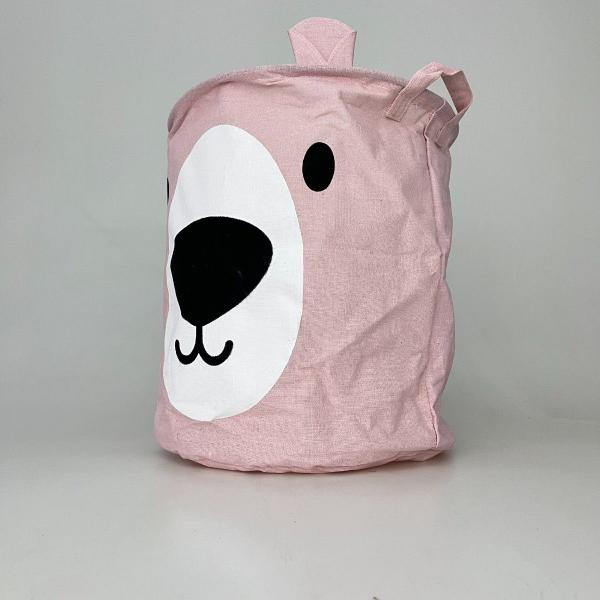 Imagem de Cesto Roupa Organizador de Brinquedos Infantil Urso Rosa 50L