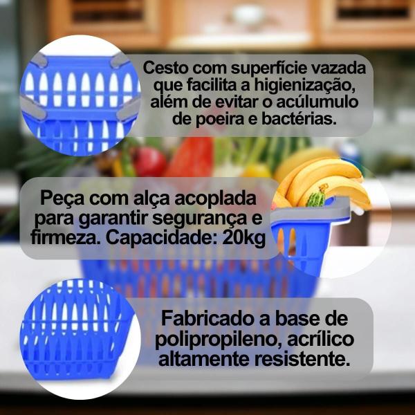 Cesto Supermercado Organizador 12 Litros Reforçado Compras Empilhável Cestinha Multiuso - Usual Utilidades Imagem de Cesto Supermercado Organizador 12 Litros Reforçado Compras Empilhável Cestinha Multiuso