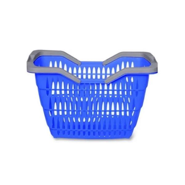 Cesto Supermercado Organizador 12 Litros Reforçado Compras Empilhável Cestinha Multiuso - Usual Utilidades Imagem de Cesto Supermercado Organizador 12 Litros Reforçado Compras Empilhável Cestinha Multiuso