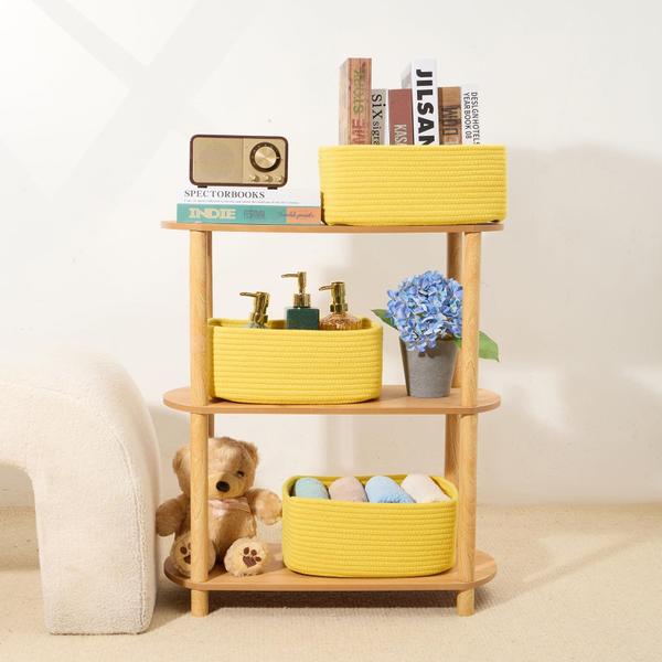 Imagem de Cestos de armazenamento MiniArk Shelf Organizer, 3 pacotes amarelos