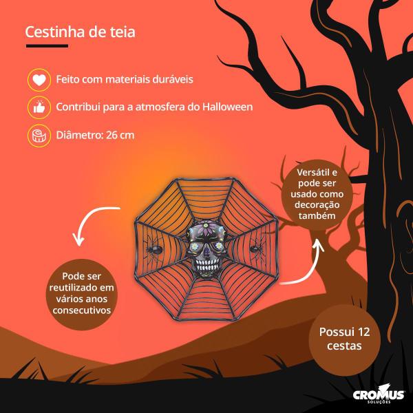 Imagem de Cetas no Formato de Teia de Aranha na Cor Preta com Temática de Halloween para Festas