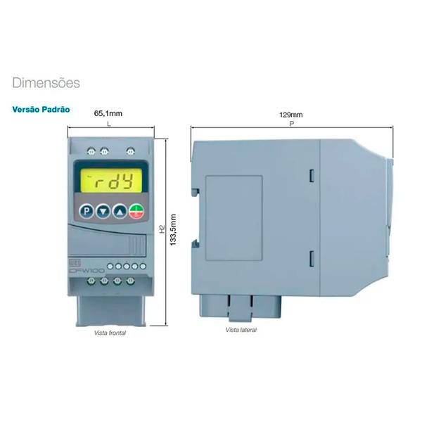 Imagem de CFW100 Geração 2 Inversor de Frequência WEG 2cv 7,3A 220V Com Entrada Monofásica