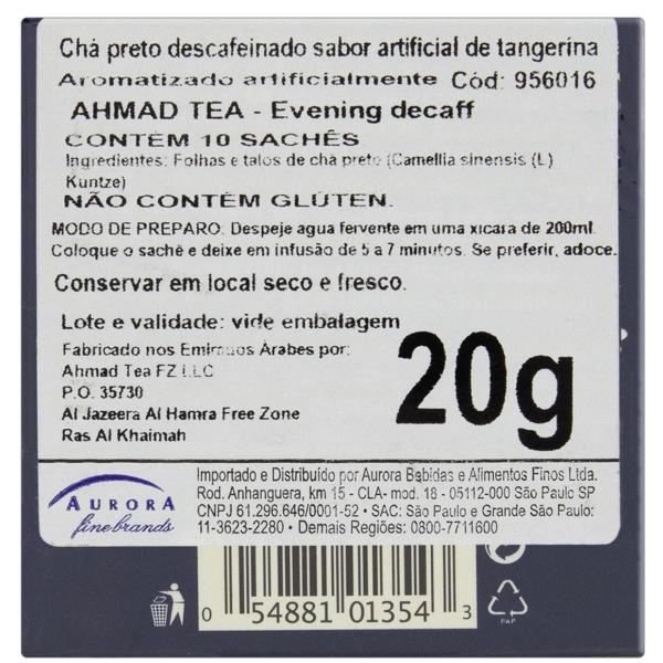 Imagem de Chá Ahmad Tea Evening Decaffeinated Descafeinado 10 Sachês